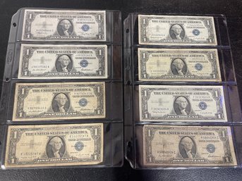 LOT OF 8 BLUE SEAL $1 NOTES