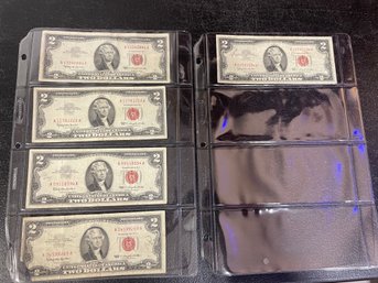 LOT OF (5) RED SEAL $2 NOTES 1963