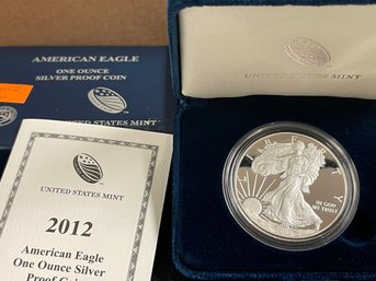 2012-W SILVER PROOF AMERICAN EAGLE COIN 1oz FINE SILVER