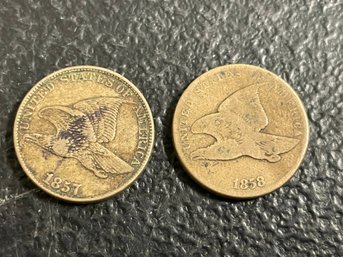 (2) FLYING EAGLE CENTS 1857/1858