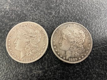 2 MORGAN SILVER DOLLARS 1885/1889