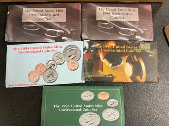5 MINT SETS - 1993/1994/1995 1996