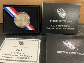 2013-D 5 STAR GENERAL COMMEMORATIVE UNCIRCULATED HALF DOLLAR