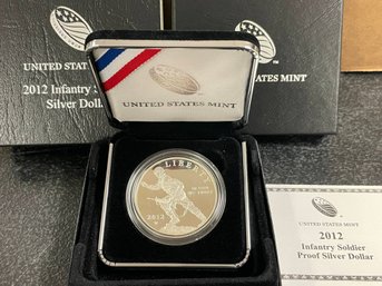 2012-W PROOF SILVER DOLLAR - INFANTRY SOLDIER COMMEMORATIVE COIN