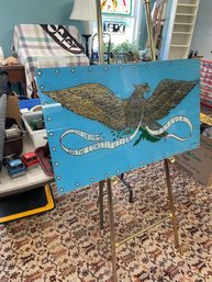 LARGE REVERSE PAINTED GLASS PANEL EAGLE