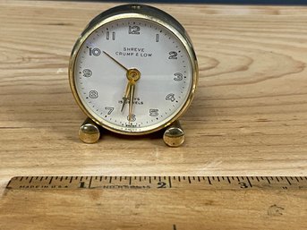 SWISS SHREVE CRUMP & LOW 8 DAY 15 JEWEL CLOCK BRASS