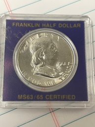 1961 FRANKLIN SILVER HALF DOLLAR BU/UNC ENCASED