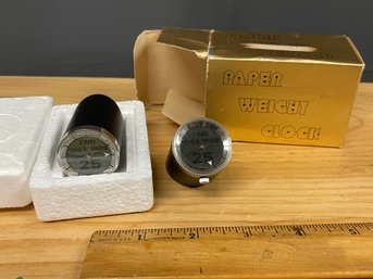 2 HONG KONG PAPERWEIGHT CLOCKS