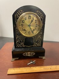 ANSONIA CAST IRON TOMBSTONE CLOCK