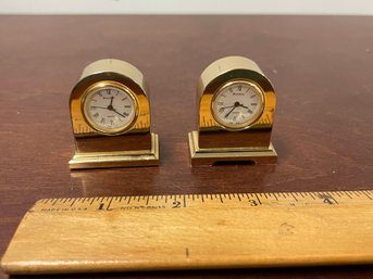 2 SMALL BRASS BULOVE CLOCKS