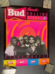LOT OF 3 ROLLING STONES STEEL WHEELS TOUR BUDWEISER POSTER 1989