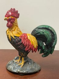 PAINTED CAST IRON ROOSTER DOORSTOP