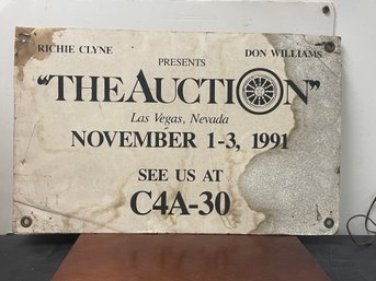 OLD CARDBOARD SIGN LAS VEGAS CAR AUCTION **NO SHIPPING**