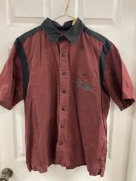 MEN'S HARLEY-DAVIDSON BUTTON UP SHIRT 2 TONE BURGANDY/BLACK SIZE L