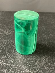 CARVED AND POLISHED MALACHITE CYLINDER