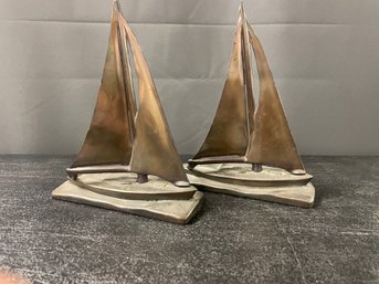 2 MCM BRASS SAILBOATS