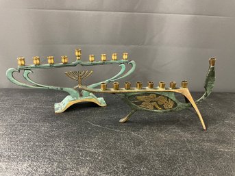 2 VINTAGE BRASS MINORAH