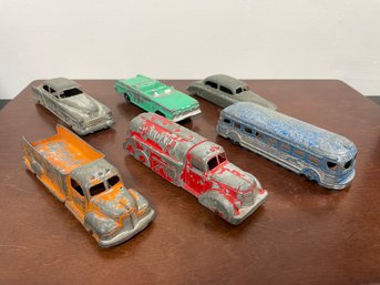Lot Of 6 TootsieToy Metal Cars/Trucks Standard Oil, Greyhound, More