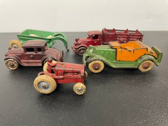 Lot Of Cast Iron Metal Trucks Arcade Toy