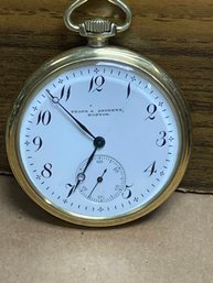 FRANK ANDREWS 14KT GF POCKETWATCH - WORKING