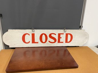WOOD 'CLOSED' SIGN