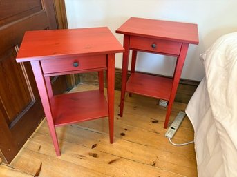 Pair Of Red Contemporary Night Stands