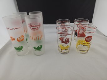 Two Sets Of Vintage Promotional Glasses
