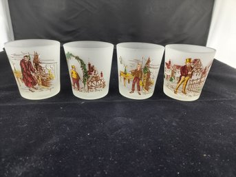 Vintage Federal Glass Oliver Twist Glass Set (4)