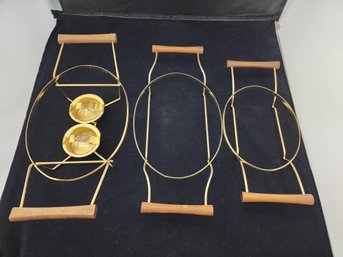 3 Wood And Metal PYREX/Corning Casserole Carriers