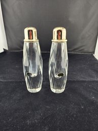Heavy Crystal And Silver Salt Shaker  And Pepper Grinder