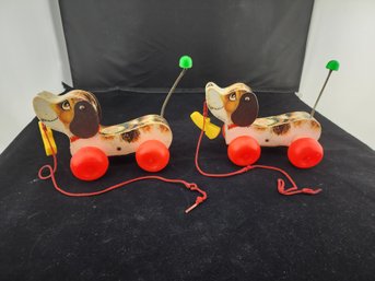 Vintage Fisher Price!  Two 'little Snoopy' Pull Toys