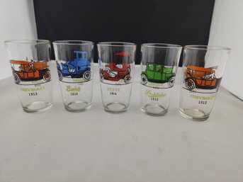 Vintage Hazel Atlas Classic Car Glasses (set Of 5)