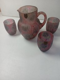 Kera Suchit Hand Painted Pitcher And Glasses