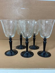 Vintage Cristal D Arques Onyx Wine Glasses  Roughly 7 Inches Tall