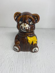 1982 Vintage Houston Foods Ceramic Teddy Bear Honey Pot