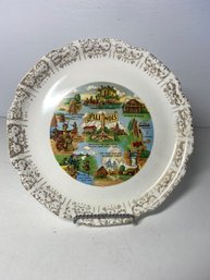Vintage Souvenir Plate Of Illinois Roughly 9 Inch Diameter