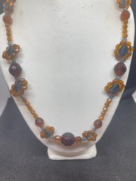 Womens 17' Miriam Haskell Lucite Amber Colored Beaded Necklace