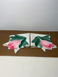 Lot Of 2 Vintage Linen Place Mats Design Of A Tulip