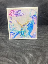 Brand New Pure 14K Gold Layered And Brass Sea Turtle Necklace