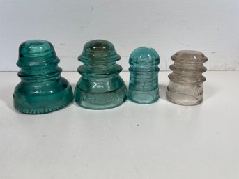 Lot Of 4 Vintage Railroad Insulators Whitall, Brooklyn, Hemingray