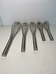 Lot Of 6 Winco Stainless Steel Whisks Different Sizes