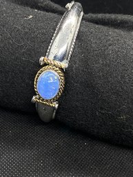 Womens Napier Silver Tone Cuff Bracelet With Blue Center