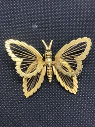 Womens Monet 2' Gold Tone Butterfly Brooch