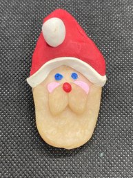 Vintage Hand Pressed Santa Clause 2.25' Brooch