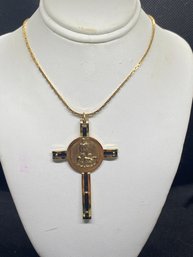 Vintage Napier 14.5' Gold Tone Chair With Religious Inspirational Robert Schuller Cross Pendant