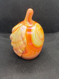 4' Vintage Gibson Orange Swirled Art Glass Apple Paperweight