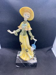 7 Inch Genuine Carrara Marble Italy Colonial Women Figurine