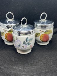 Set Of 3 Royal Worcester Made In England Porcelain Egg Coddlers