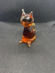 Viking 3 Inch Amber Colored Glass Cat Figurine