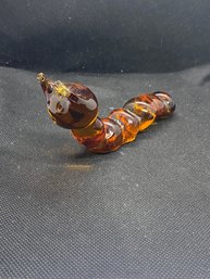 Vintage Amber Colored 5 Inch Caterpillar Figurine